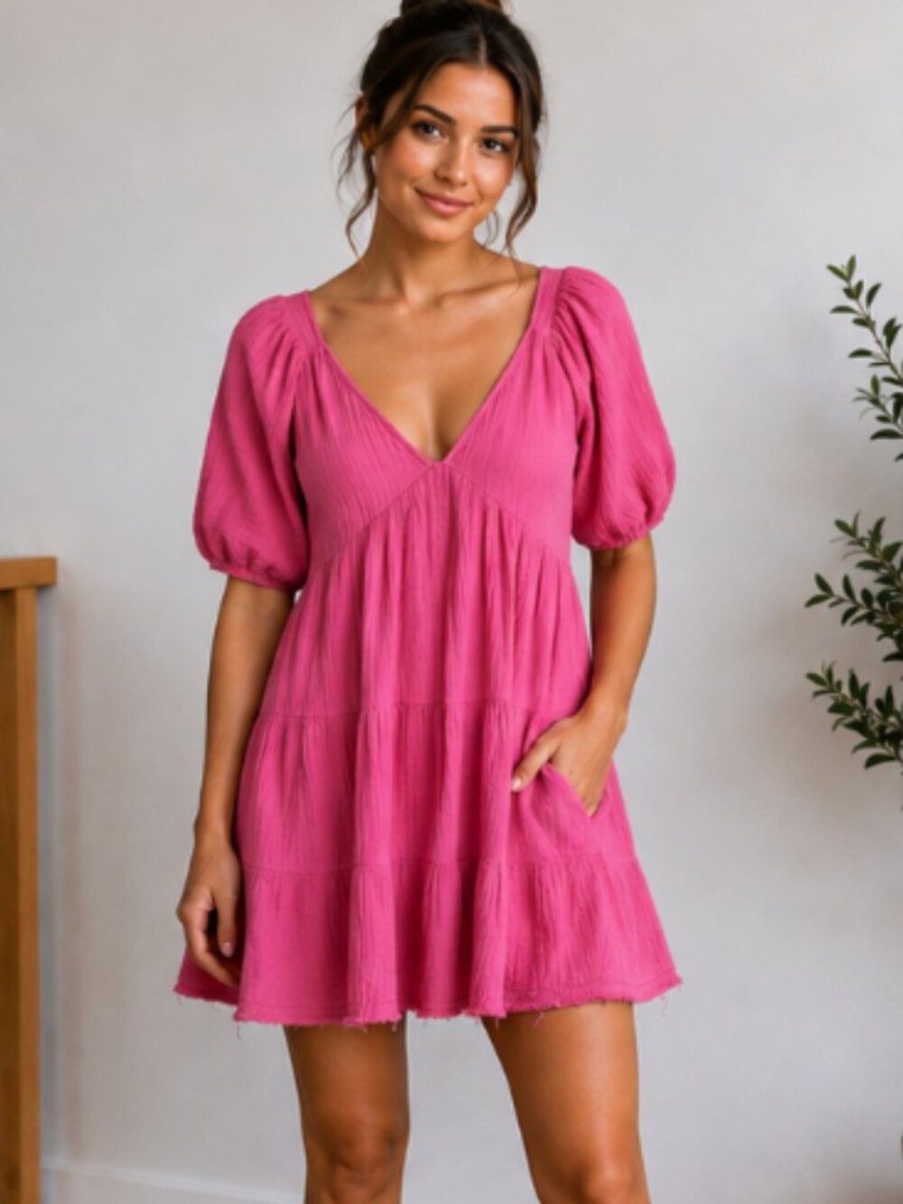 Aerie Pink Gauze Mini Dress | Size XS